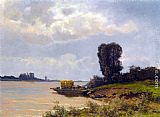 A Ferry In A Summer Landscape by Louis Apol